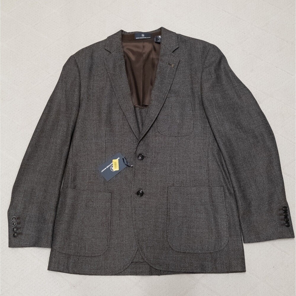 Hart Schaffner Marx Wool Sport Coat Men's LARGE Brown Herringbone 2 Button
